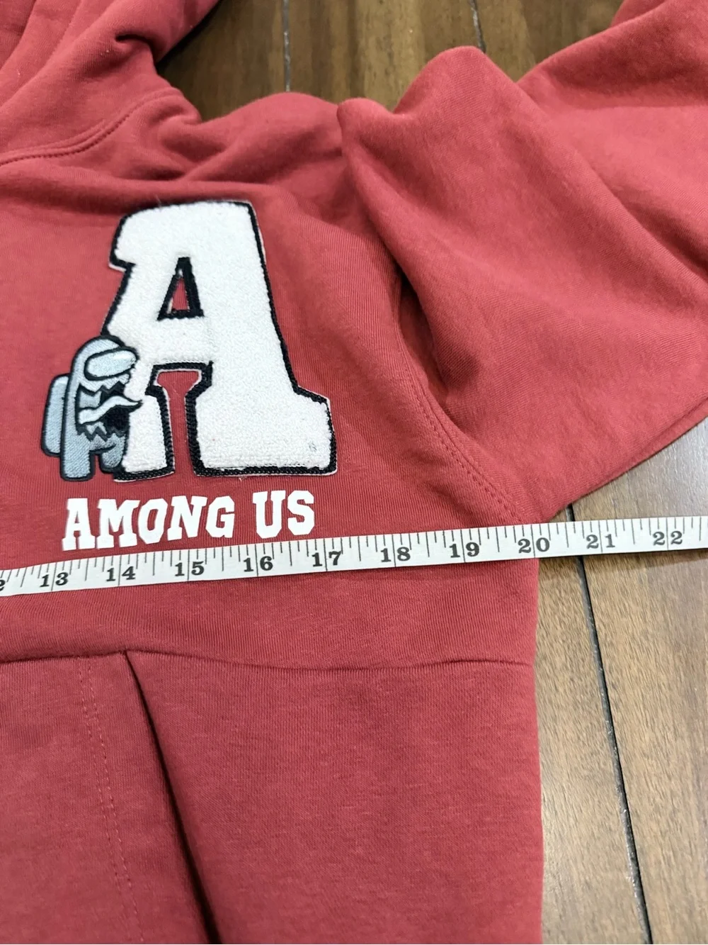 Zara Kids x Among Us Hoodie Size 11-12 Years Red Maroon Embroidered Sweatshirt